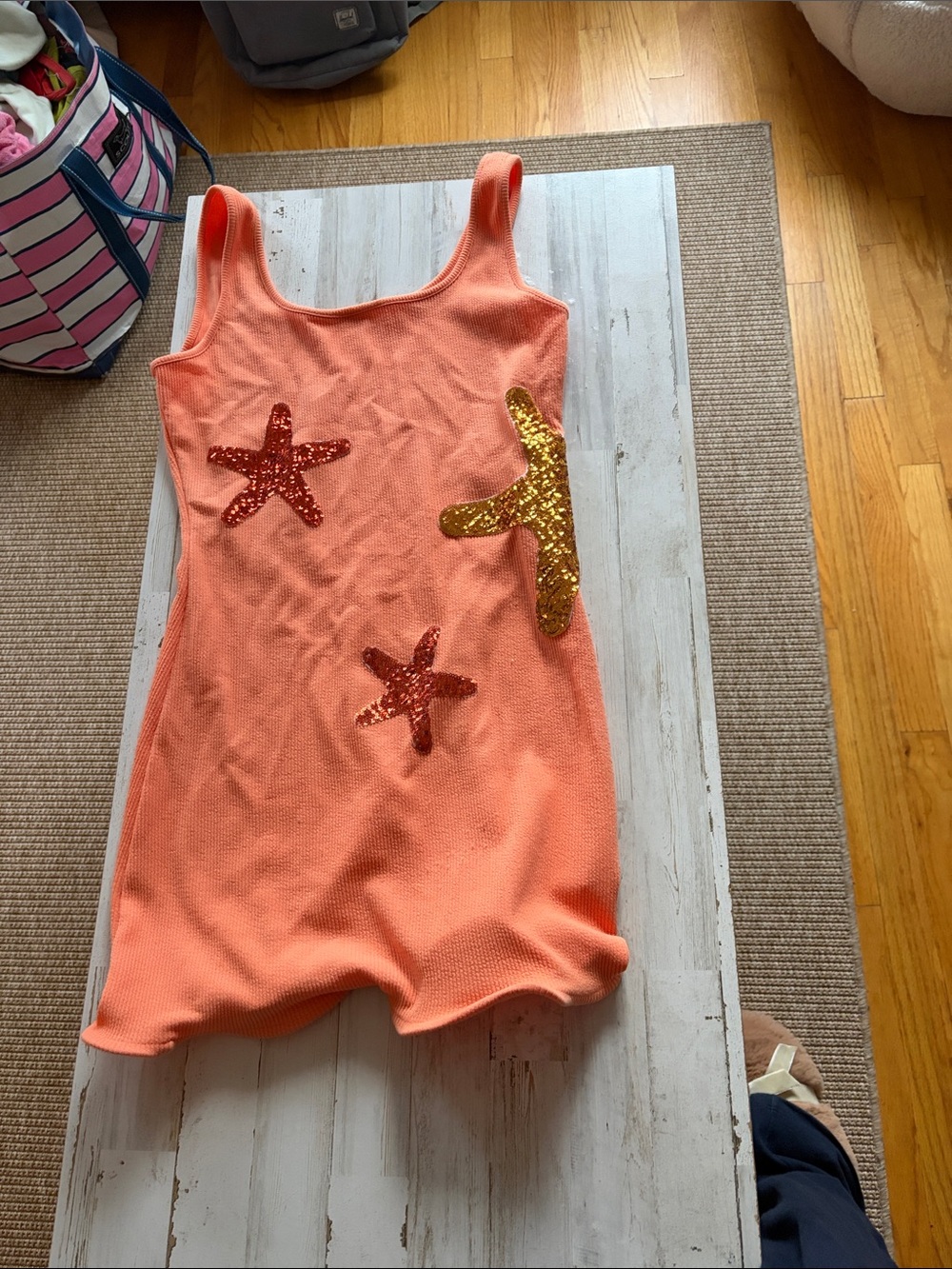 Girls' Coral Sequin Starfish Tank Dress